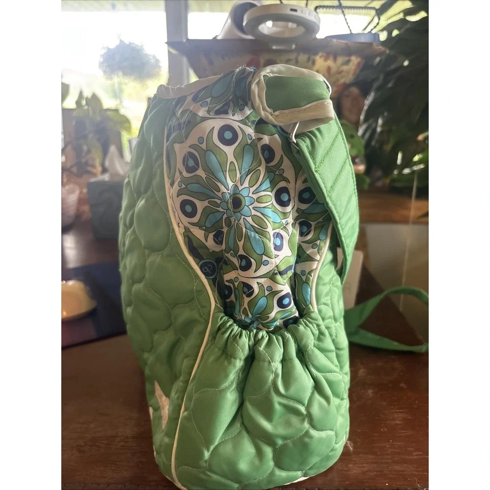 Cinda B Diaper Bag With Changing Pad Quilted Nylon Verda Bonita Green Blue